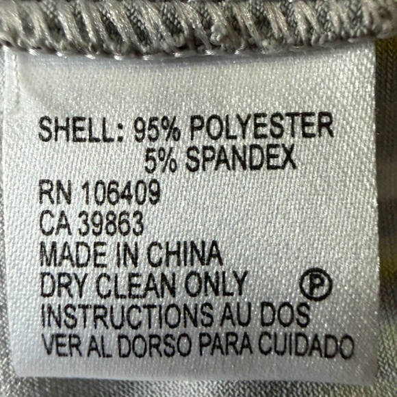 Women's Gray&Yellow Patterned Short Sleeve Dress. Faux Wrap, Flattering Draping. - Picture 9 of 10